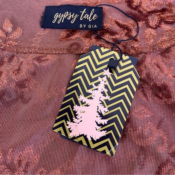 NWT Gypsy Tale By Gia Rust Velvet Burnout Long Kimono/Duster Size S - Picture 6 of 7